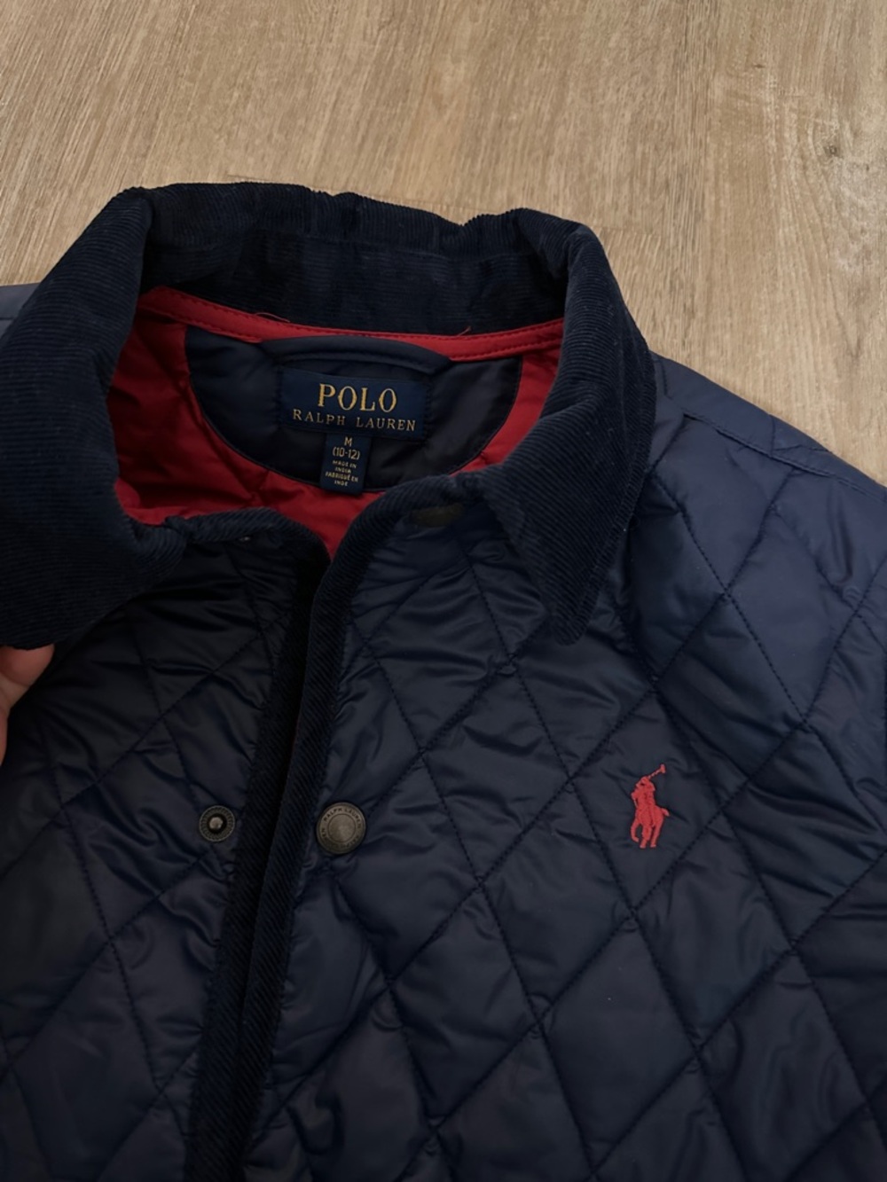 ⚡️ Polo by Ralph Lauren Quilted Navy Puffer Jacket with Corduroy Collar - Picture 3 of 11